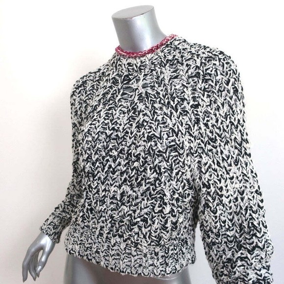 Isabel Marant Pullover Sweater Wenji White/Black Cotton-Blend Loose Knit Size 34 - Picture 3 of 8